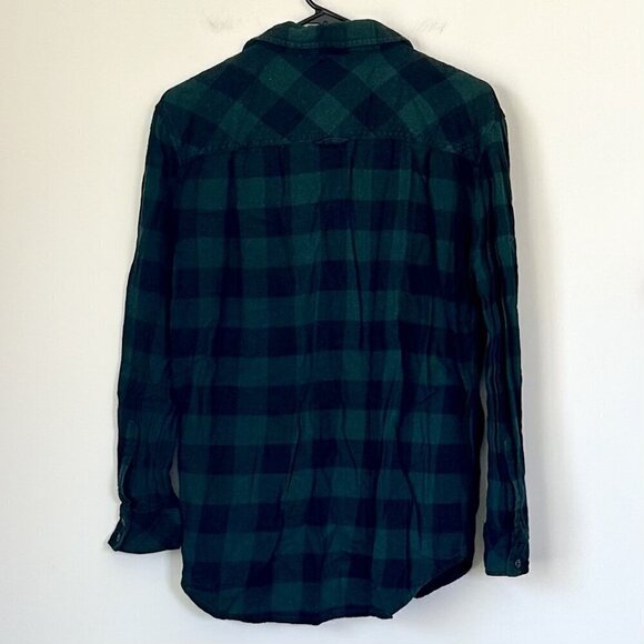 TNA Aritzia Green Black Plaid Flannel Button Down - Size: Small - Picture 6 of 6